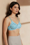 Zivame Essentials Double Layered Non Wired Full Coverage T-Shirt Bra - Dk Blue Floral — thumbnail 3